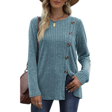 将图片加载到图库查看器,Women's Long Sleeve Crew Neck Tunic Tops Buttons Side