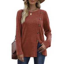 将图片加载到图库查看器,Women's Long Sleeve Crew Neck Tunic Tops Buttons Side