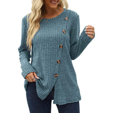 将图片加载到图库查看器,Women's Long Sleeve Crew Neck Tunic Tops Buttons Side