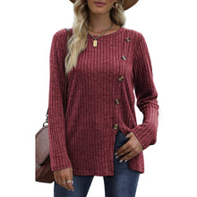 将图片加载到图库查看器,Women's Long Sleeve Crew Neck Tunic Tops Buttons Side