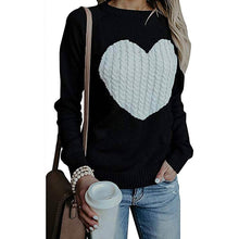 Load image into Gallery viewer, Women's Long Sleeve Crewneck Cute Heart Knitted Sweaters