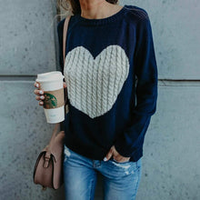 Load image into Gallery viewer, Women's Long Sleeve Crewneck Cute Heart Knitted Sweaters