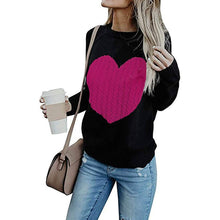 Load image into Gallery viewer, Women's Long Sleeve Crewneck Cute Heart Knitted Sweaters