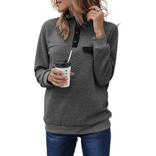 Load image into Gallery viewer, Women's Long Sleeve V Neck Button Quilted Patchwork Pullover Sweatshirt Tops