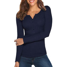 Load image into Gallery viewer, Women's Long Sleeve V Neck Ribbed Button Down Knit Sweater Fitted Top