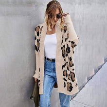 Load image into Gallery viewer, Women's Long Sleeves Leopard Print Knitting Cardigan