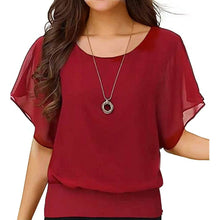 Load image into Gallery viewer, Women's Loose Casual Short Sleeve Chiffon Top T-Shirt Blouse