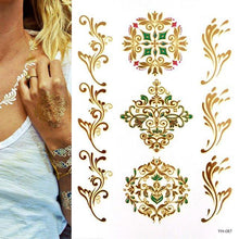 Load image into Gallery viewer, Womens Metallic Temporary Sticker Tattoos Gold Silver Waterproof Tattoos for Women