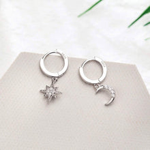 Load image into Gallery viewer, Women's Moon Star Pendant Small Hoop Earrings