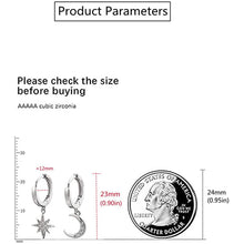 Load image into Gallery viewer, Women's Moon Star Pendant Small Hoop Earrings