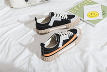 将图片加载到图库查看器,Womens New Spring Fashion Canvas Casual Flats Striped Vulcanize Fashion Style Sneakers Low-Cut Trainers Canvas Flat Sneakers Casual Slip On Canvas Comfortable Design