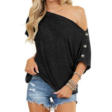 Load image into Gallery viewer, Women's Off Shoulder Button Down Short Sleeve Shirt