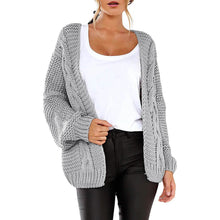 Load image into Gallery viewer, Womens Open Front Long Sleeve Chunky Knit Cardigan Sweaters Loose Outwear Coat