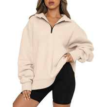 Load image into Gallery viewer, Womens Oversized Half Zip Pullover Long Sleeve Sweatshirt