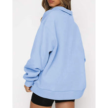 Load image into Gallery viewer, Womens Oversized Half Zip Pullover Long Sleeve Sweatshirt