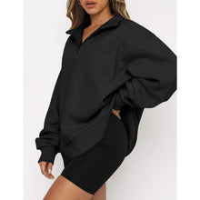Load image into Gallery viewer, Womens Oversized Half Zip Pullover Long Sleeve Sweatshirt
