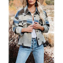 Load image into Gallery viewer, Women's Plaid Long Sleeve Button Down Collar Coat