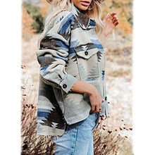 Load image into Gallery viewer, Women's Plaid Long Sleeve Button Down Collar Coat