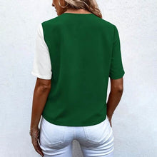 Load image into Gallery viewer, Women's Pocket Button V-Neck Short Sleeve Shirt