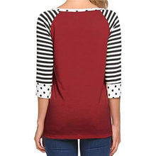 Load image into Gallery viewer, Women's Polka Dots Striped 3/4 Sleeve Top