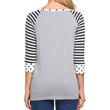 Load image into Gallery viewer, Women's Polka Dots Striped 3/4 Sleeve Top