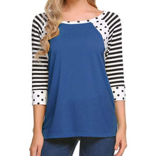 Load image into Gallery viewer, Women's Polka Dots Striped 3/4 Sleeve Top