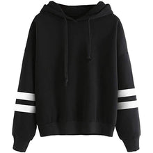 将图片加载到图库查看器,Women's Pullover Fleece Drop Shoulder Striped Hoodie