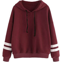 将图片加载到图库查看器,Women's Pullover Fleece Drop Shoulder Striped Hoodie