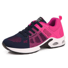 Load image into Gallery viewer, Womens Red Sneakers Air Cushion Shoes Woman Mesh Sneakers Breathable Flats Womens Casual Air Cushion Sneakers Lightweight Non Slip Sport Jogging Gym Fitness Workout Tennis Walking Espadrilles