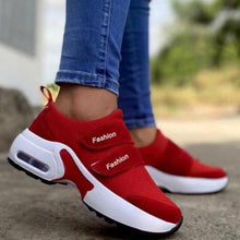 Load image into Gallery viewer, Womens Red Sneakers Air Cushion Shoes Woman Mesh Sneakers Breathable Flats Womens Casual Air Cushion Sneakers Lightweight Non Slip Sport Jogging Gym Fitness Workout Tennis Walking Espadrilles