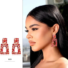 将图片加载到图库查看器,Women's Rhinestone Rectangle Drop Earrings