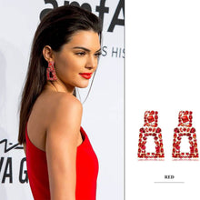 将图片加载到图库查看器,Women's Rhinestone Rectangle Drop Earrings