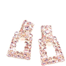 将图片加载到图库查看器,Women's Rhinestone Rectangle Drop Earrings