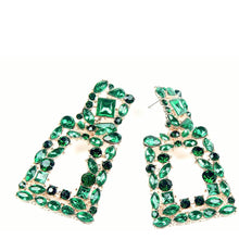 将图片加载到图库查看器,Women's Rhinestone Rectangle Drop Earrings