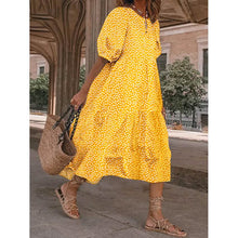 Load image into Gallery viewer, Women's Ruffled Patchwork Print Midi Dress
