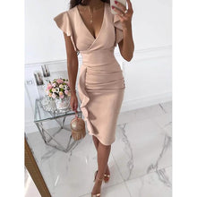 Load image into Gallery viewer, Women's Sheath V-Neck Knee Length Dress
