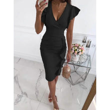 Load image into Gallery viewer, Women's Sheath V-Neck Knee Length Dress