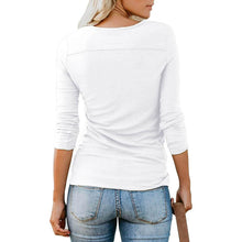 Load image into Gallery viewer, Women's Short/Long Sleeve Henley Button up T Shirt Casual Basic Tops Blouse