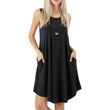 Load image into Gallery viewer, Women's Sleeveless Pockets Casual Swing T-Shirt Short Dresses