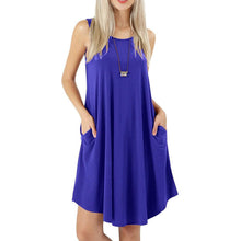 Load image into Gallery viewer, Women's Sleeveless Pockets Casual Swing T-Shirt Short Dresses
