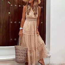 Load image into Gallery viewer, Women's Sleeveless Solid Color Lace Panel Dress