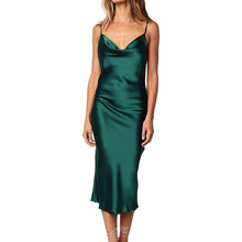 Load image into Gallery viewer, Women's Sleeveless Spaghetti Strap Satin Dress