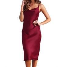 Load image into Gallery viewer, Women's Sleeveless Spaghetti Strap Satin Dress