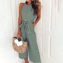 Load image into Gallery viewer, Women's Solid Color Crew Neck Casual Jumpsuit