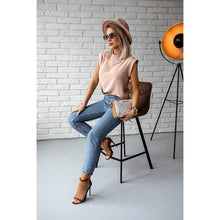 将图片加载到图库查看器,Women's Solid Color Patchwork Stand Collar Top