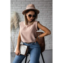 将图片加载到图库查看器,Women's Solid Color Patchwork Stand Collar Top
