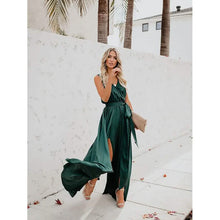 Load image into Gallery viewer, Women's Solid Color Slit Tie Maxi Dress