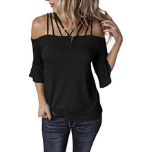 Load image into Gallery viewer, Womens Spaghetti Straps Cold Shoulder Shirts