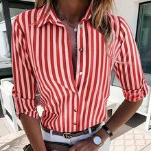 将图片加载到图库查看器,Women's Striped Collar Basic Top
