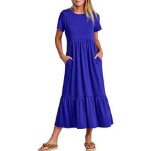 Load image into Gallery viewer, Women's Summer Casual Short Sleeve Crewneck Swing Dress